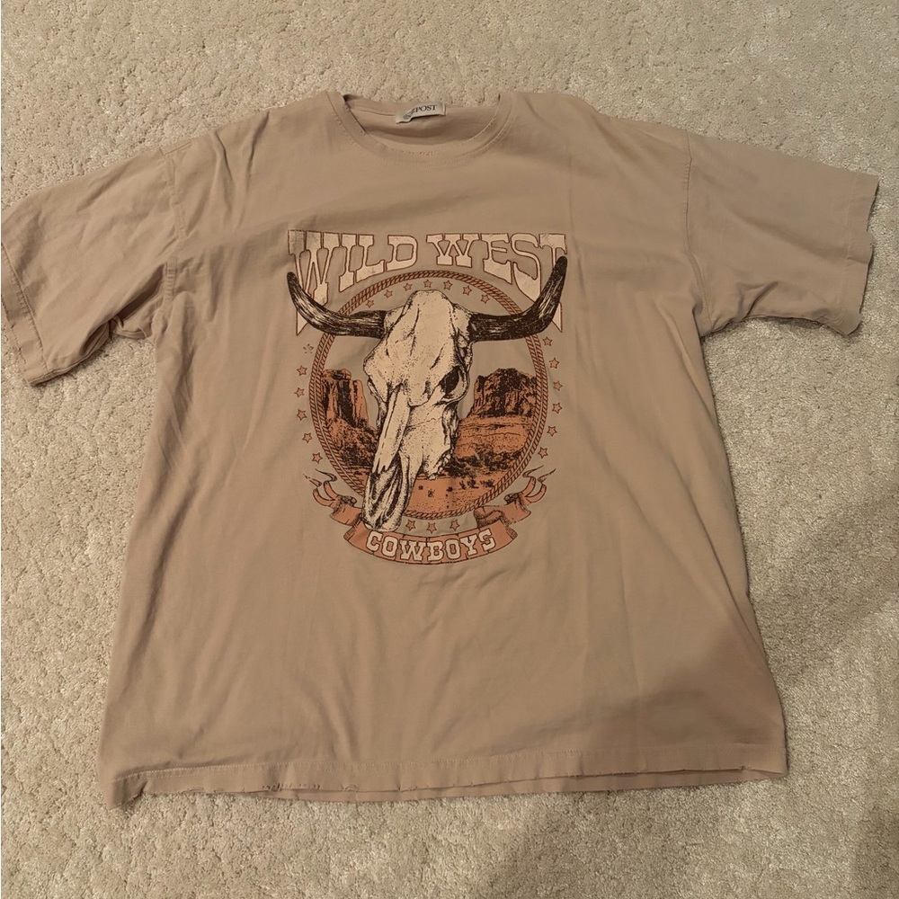 Wild West Cowboys Graphic Tee - Tan Crewneck